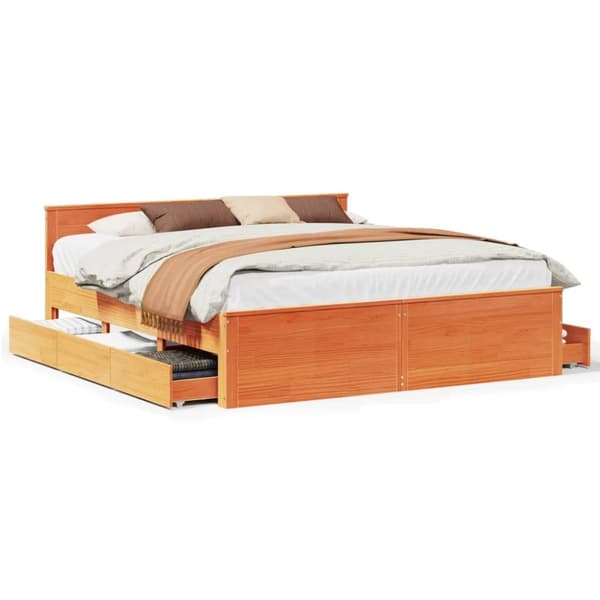 vidaXL Sengeramme uten madrass med hodegavl brun 200x200cm heltre furu