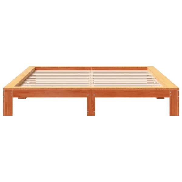 vidaXL Sängram utan madrass vaxbrun 200x200 cm massiv furu