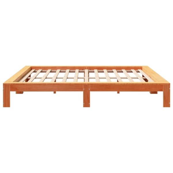 vidaXL Sängram utan madrass vaxbrun 200x200 cm massiv furu