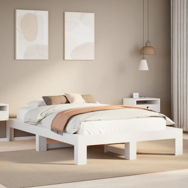 vidaXL Sengeramme uten madrass hvit 120x190 cm heltre furu