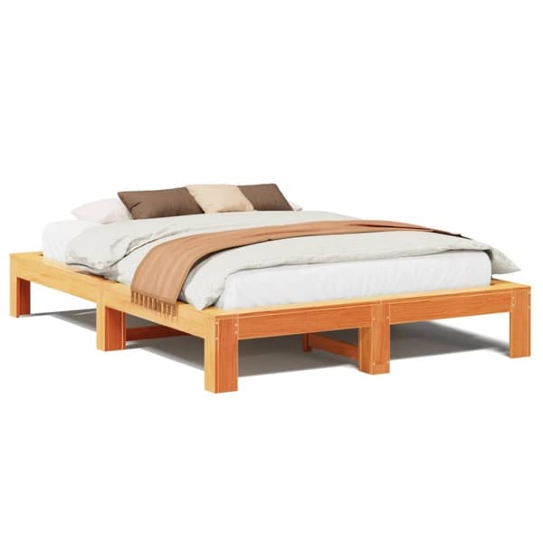 vidaXL Sengeramme uten madrass voksbrun 160x200 cm heltre furu