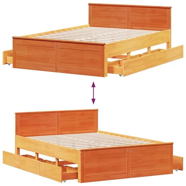 vidaXL Sengeramme uten madrass med hodegavl brun 160x200cm heltre furu