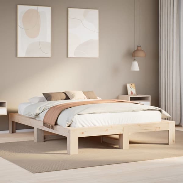 vidaXL Sängynrunko ilman patjaa 150x200 cm täysi mänty