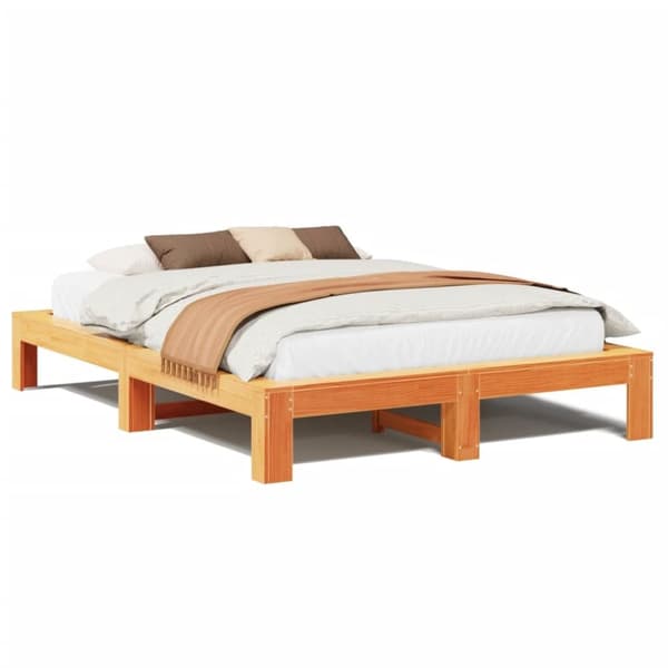 vidaXL Sengeramme uten madrass brun 150x200 cm heltre furu