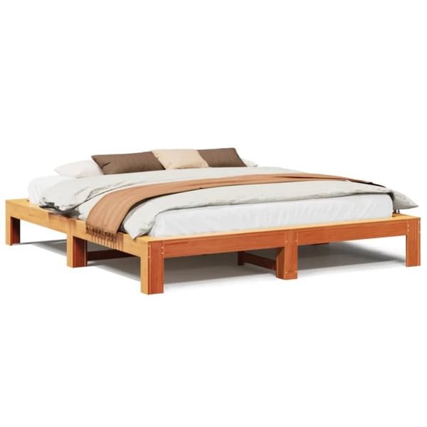 vidaXL Sengeramme uten madrass voksbrun 180x200 cm heltre furu
