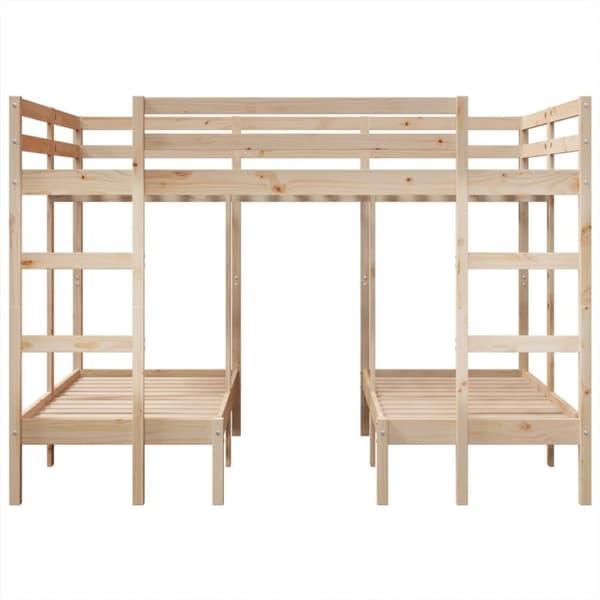 vidaXL Våningssäng 3 platser 140x200/70x140 cm massiv furu