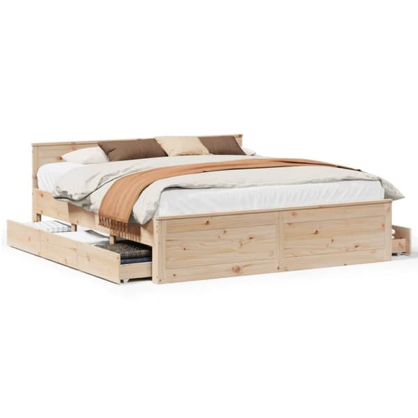 vidaXL Sengeramme uten madrass med hodegavl 180x200 cm heltre furu