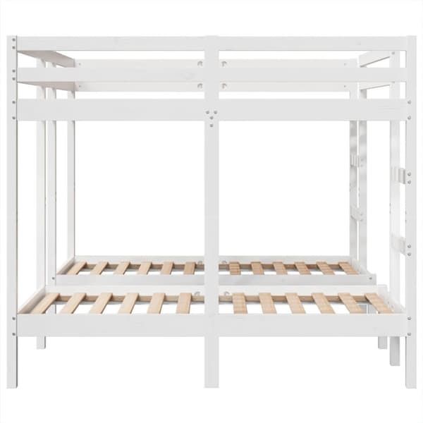 vidaXL Trippel ramme for køyeseng hvit 160x200/80x160 cm heltre furu