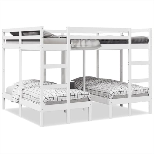 vidaXL Trippel ramme for køyeseng hvit 160x200/80x160 cm heltre furu