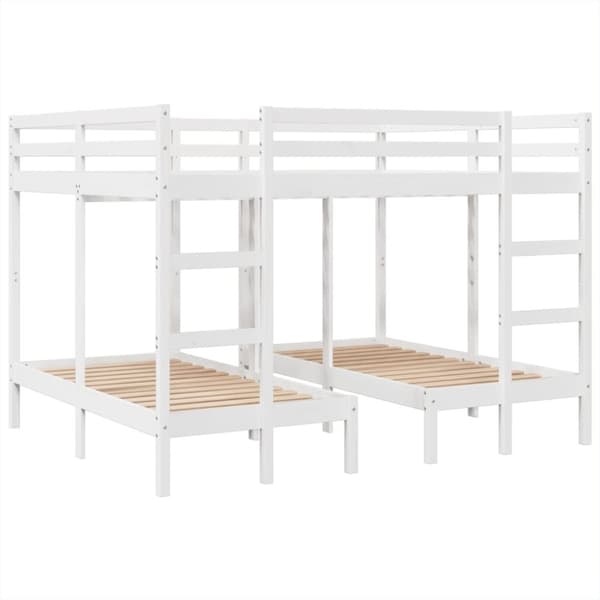 vidaXL Våningssäng 3 platser vit 140x200/70x140 cm massiv furu