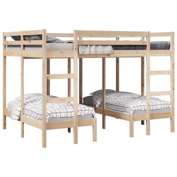 vidaXL tredobbelt køjeseng 140x200/70x140 cm massivt fyrretræ