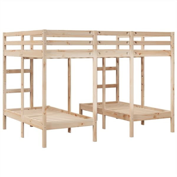 vidaXL tredobbelt køjeseng 140x200/70x140 cm massivt fyrretræ