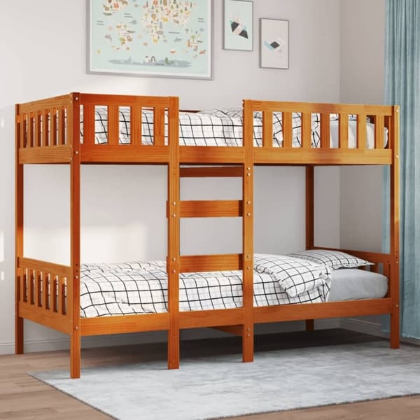 vidaXL køjeseng 90x190 cm massivt fyrretræ voksbrun