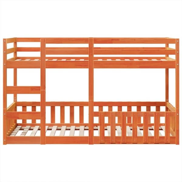 vidaXL køjeseng 90x200 cm massivt fyrretræ voksbrun