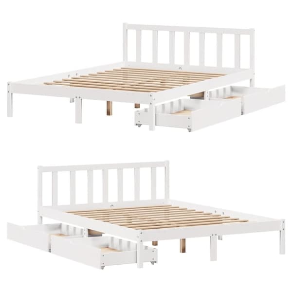 vidaXL sengeramme uden madras 120x200 cm massivt fyrretræ hvid