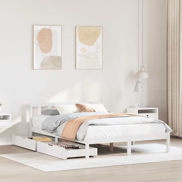 vidaXL sengeramme uden madras 120x200 cm massivt fyrretræ hvid