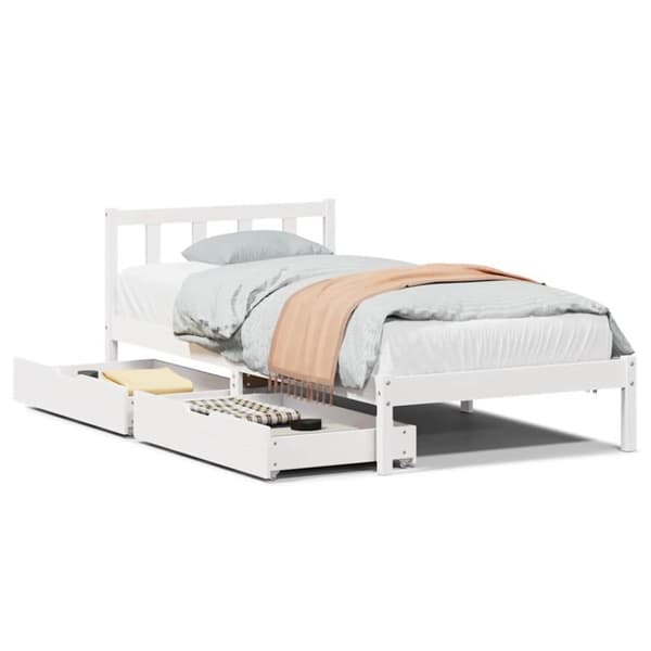 vidaXL sengeramme uden madras 100x200 cm massivt fyrretræ hvid