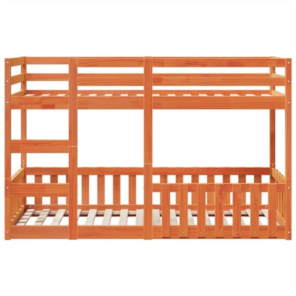 vidaXL køjeseng 75x190 cm massivt fyrretræ voksbrun