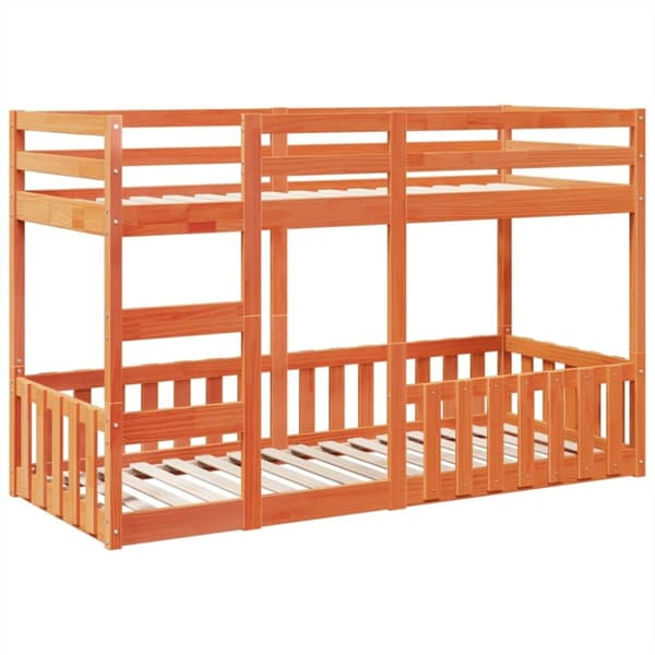 vidaXL køjeseng 75x190 cm massivt fyrretræ voksbrun