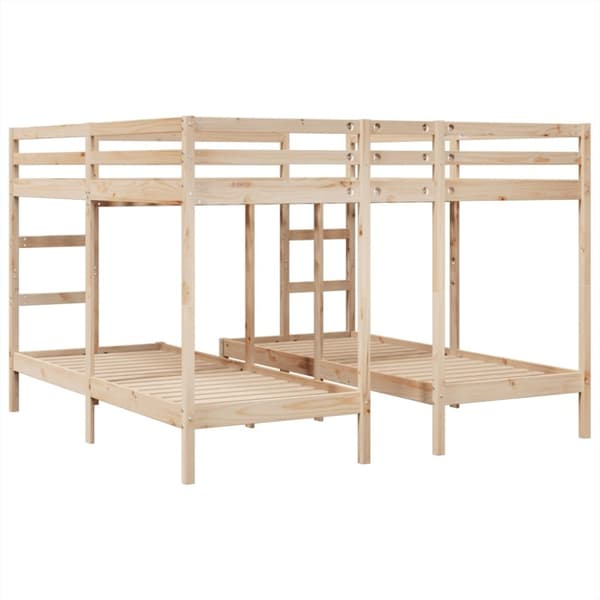 vidaXL Våningssäng 3 platser 200x200/80x200 cm massiv furu