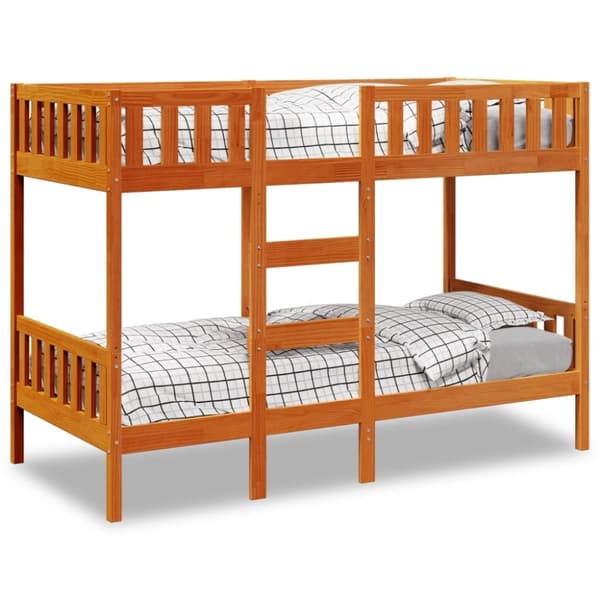 vidaXL Våningssäng vaxad brun 90x190 cm massiv furu