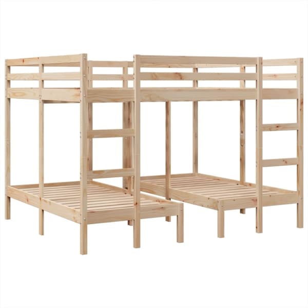 vidaXL Våningssäng 3 platser 160x200/80x160 cm massiv furu