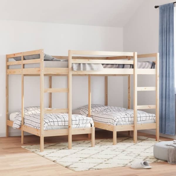 vidaXL Våningssäng 3 platser 160x200/80x160 cm massiv furu