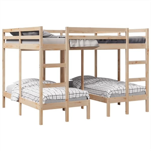 vidaXL Våningssäng 3 platser 160x200/80x160 cm massiv furu