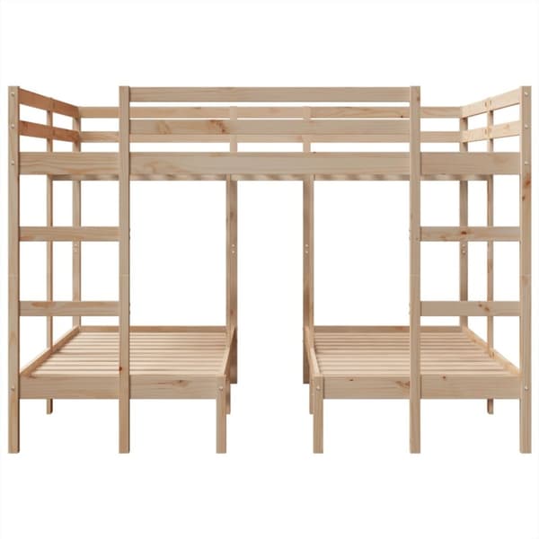 vidaXL Våningssäng 3 platser 160x200/80x160 cm massiv furu