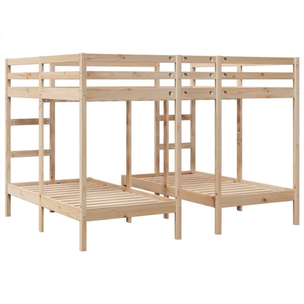 vidaXL Våningssäng 3 platser 160x200/80x160 cm massiv furu