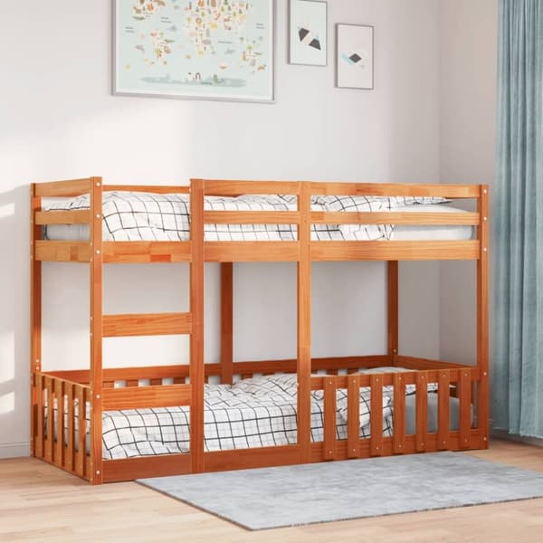 vidaXL Køyeseng voksbrun 75x190 cm heltre furu