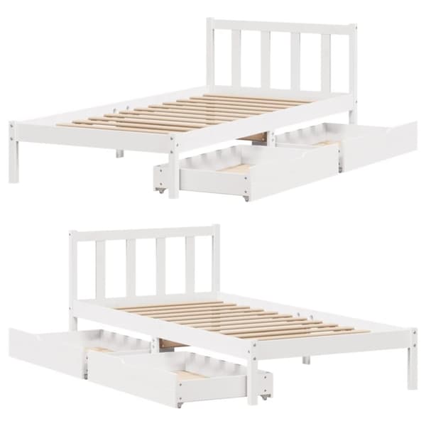 vidaXL Sengeramme uten madrass hvit 90x200 cm heltre furu