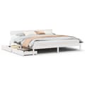 Miniatyrbilde 3 av 11: vidaXL Sengeramme med madrass hvit 200x200 cm heltre furu