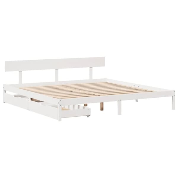 vidaXL Sengeramme med madrass hvit 200x200 cm heltre furu