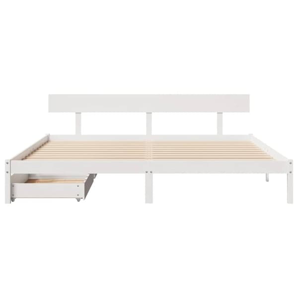 vidaXL Sengeramme med madrass hvit 200x200 cm heltre furu