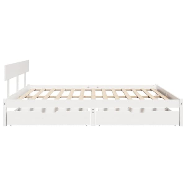 vidaXL Sengeramme med madrass hvit 200x200 cm heltre furu