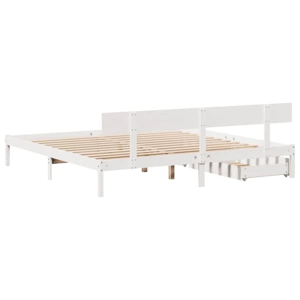 vidaXL Sengeramme med madrass hvit 200x200 cm heltre furu