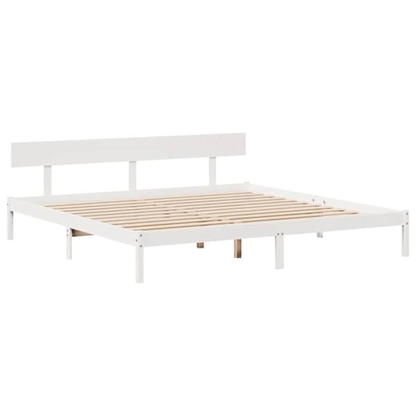 vidaXL Sengeramme med madrass hvit 200x200 cm heltre furu