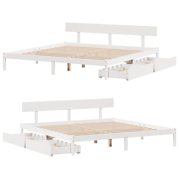 vidaXL Sengeramme med madrass hvit 200x200 cm heltre furu