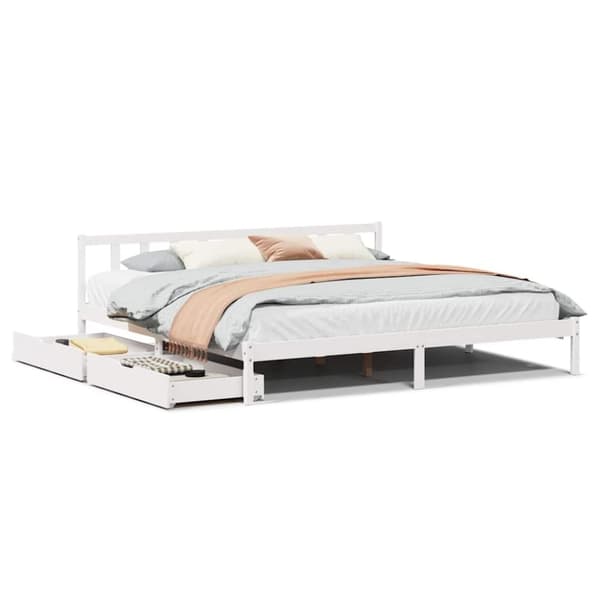 vidaXL sengeramme uden madras 200x200 cm massivt fyrretræ hvid