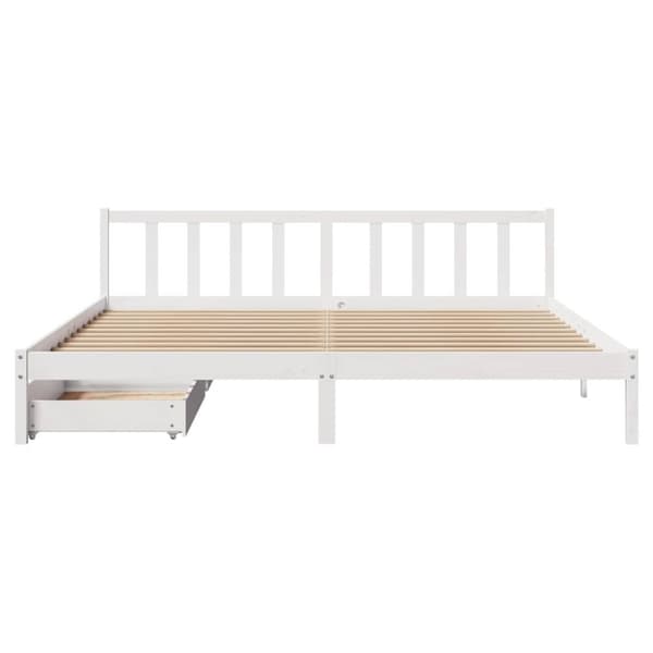 vidaXL sengeramme uden madras 200x200 cm massivt fyrretræ hvid