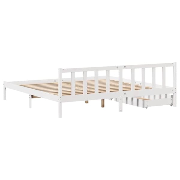 vidaXL sengeramme uden madras 200x200 cm massivt fyrretræ hvid