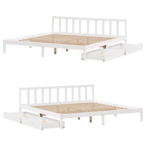 vidaXL sengeramme uden madras 200x200 cm massivt fyrretræ hvid