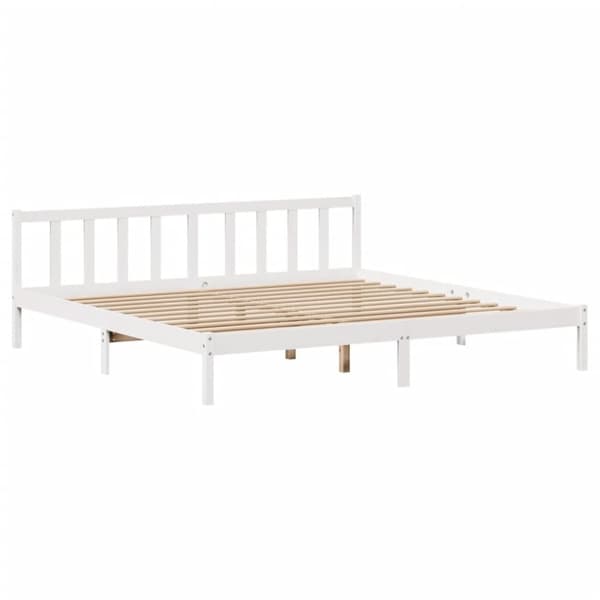 vidaXL Sengeramme med madrass hvit 200x200 cm heltre furu