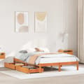 Miniatyrbilde 2 av 11: vidaXL Sengeramme uten madrass voksbrun 120x200 cm heltre furu