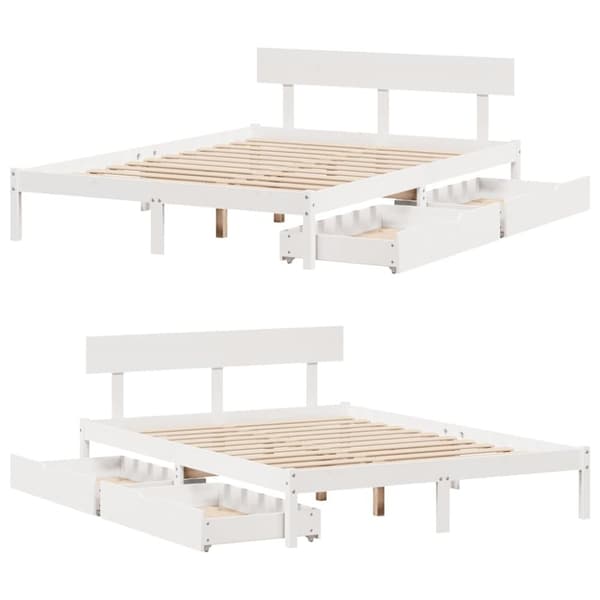 vidaXL Sengeramme uten madrass hvit 160x200 cm heltre furu