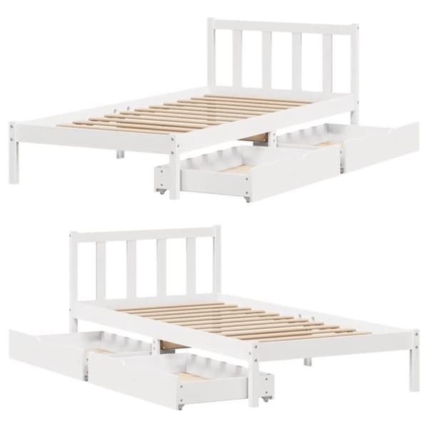 vidaXL Sängynrunko ilman patjaa valkoinen 90x190 cm täysi mänty