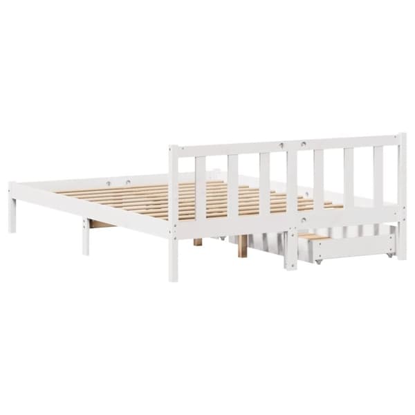 vidaXL sengeramme uden madras 140x190 cm massivt fyrretræ hvid