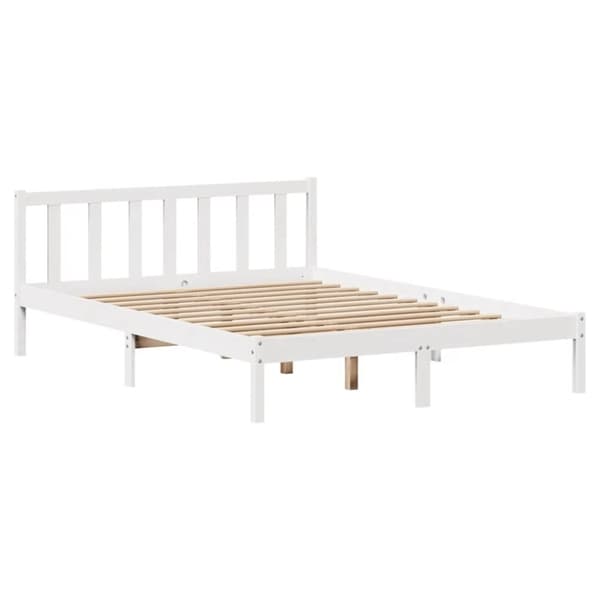 vidaXL sengeramme uden madras 140x190 cm massivt fyrretræ hvid