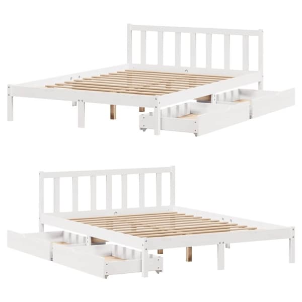 vidaXL sengeramme uden madras 140x190 cm massivt fyrretræ hvid